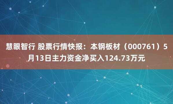 慧眼智行 股票行情快报：本钢板材（000761）5月13日主力资金净买入124.73万元