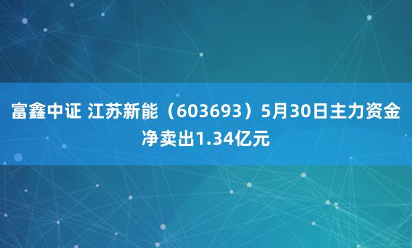 富鑫中证 江苏新能（603693）5月30日主力资金净卖出1.34亿元