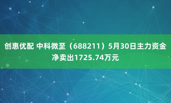 创惠优配 中科微至（688211）5月30日主力资金净卖出1725.74万元